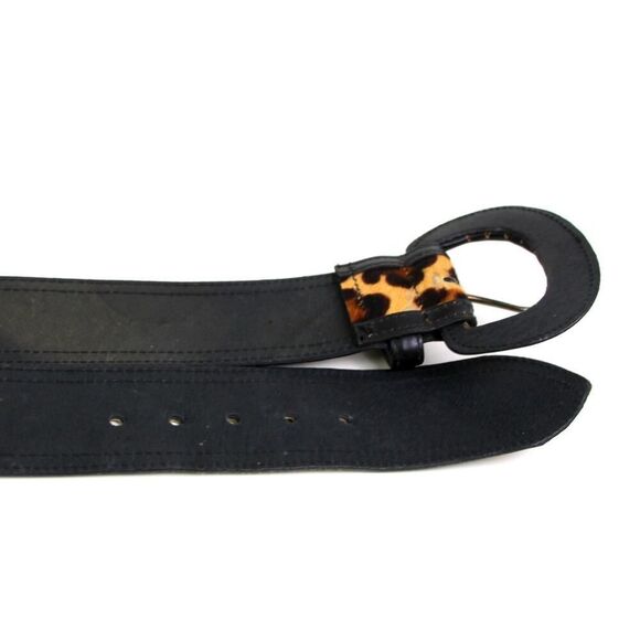 Avignon BLACK LEATHER PONY HAIR ANIMAL PRINT 1 7/8"Wd DRESS CASUAL BELT Sz M(52D - Picture 14 of 14